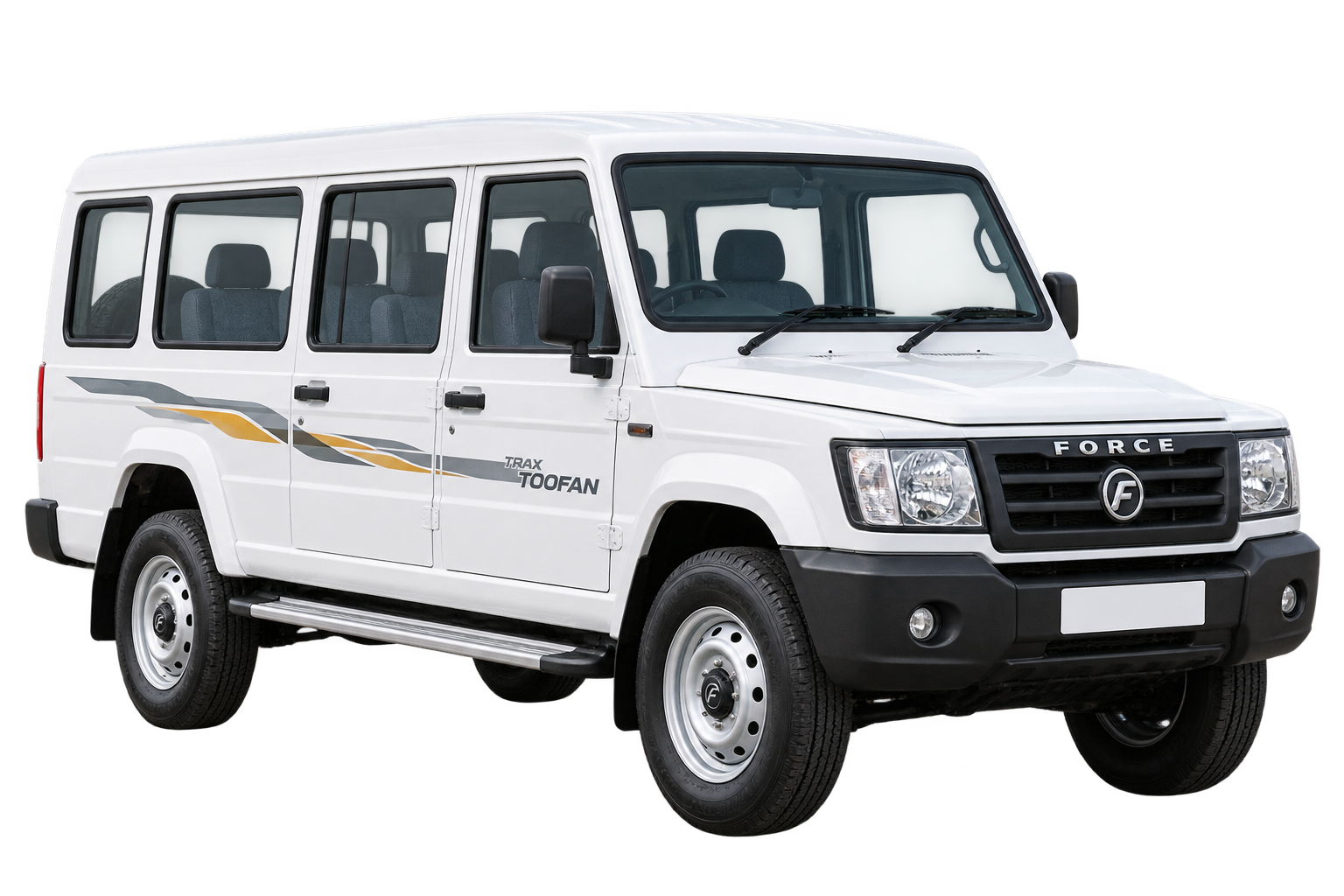 Force Toofan taxi without visible registration plate